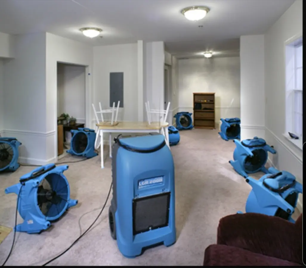 Air movers and dehumidifier setup for Water Extraction & Removal in Cerritos