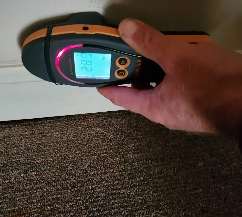 Moisture detection at baseboard during Mold Inspection & Testing in Cerritos